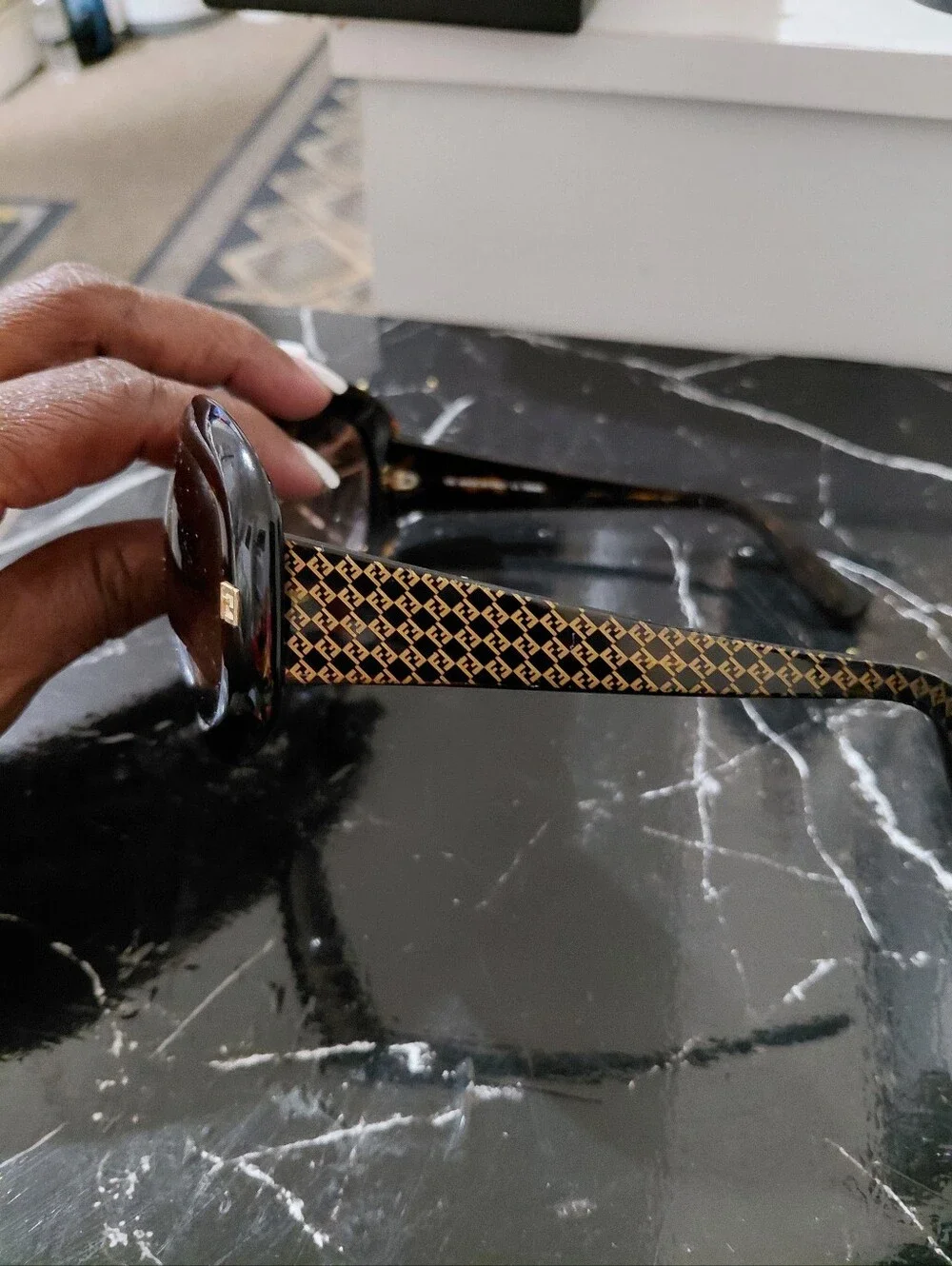 Fendi Black Oversized Round Women's Sunglasses with Gold Accents